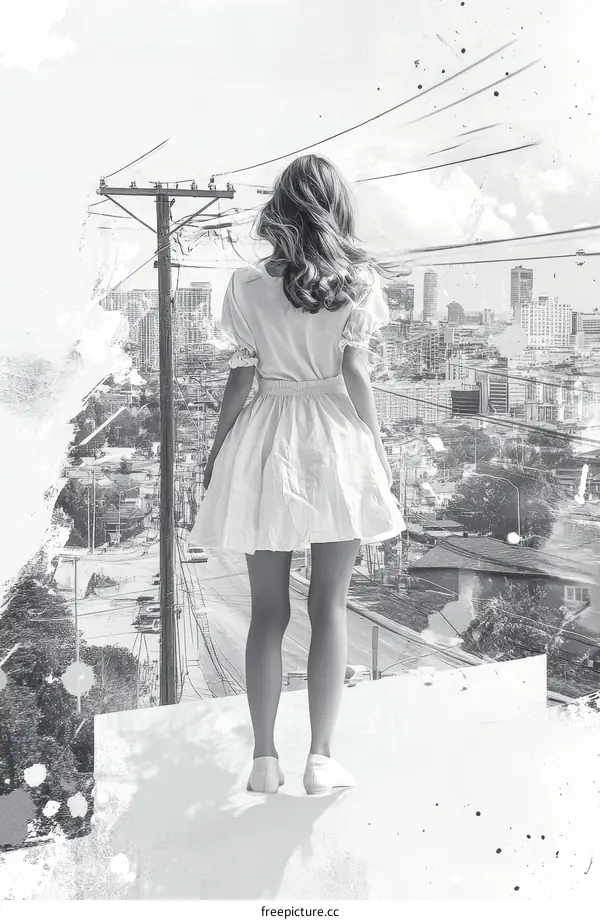A Girl Looking Out Over the Cityscape