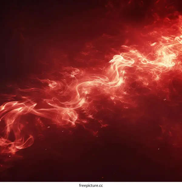 Red abstract fire flame smoke flowing in the dark background