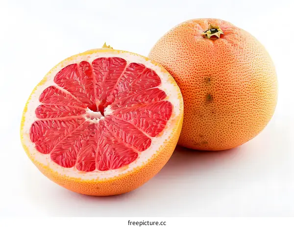 Fresh Ripe Sliced Grapefruit on White Background