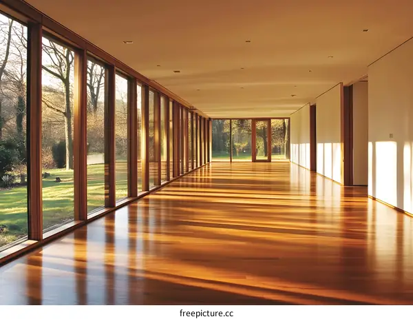 Modern House Interior with Floor to Ceiling Windows