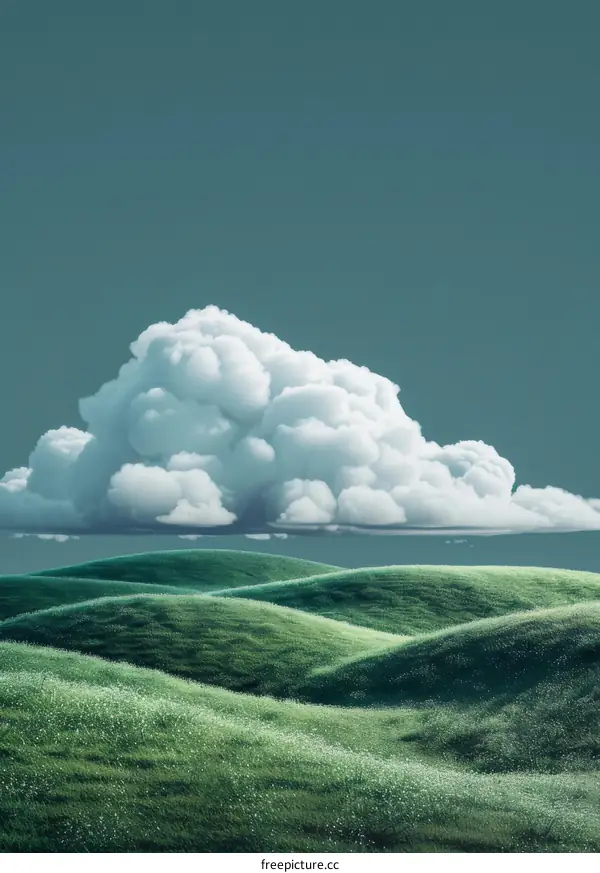 Serene Rolling Hills with White Clouds