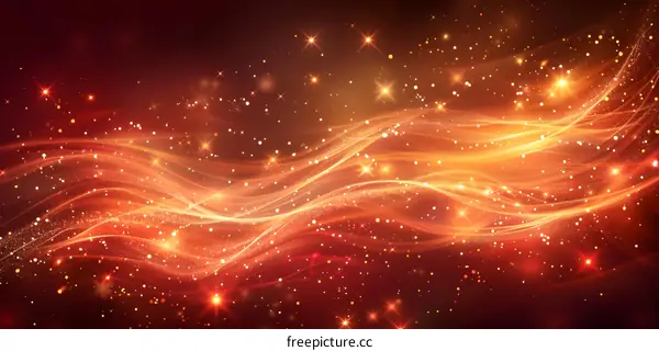 Red silk-like waves and shiny stardust