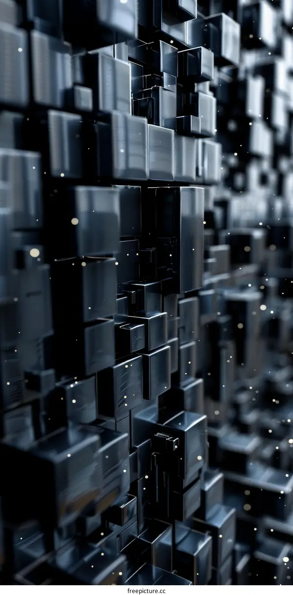 Abstract Grey and Blue Cube for Architecture Background