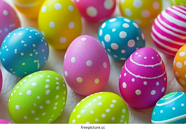 Colorful Easter Eggs Close-up Display