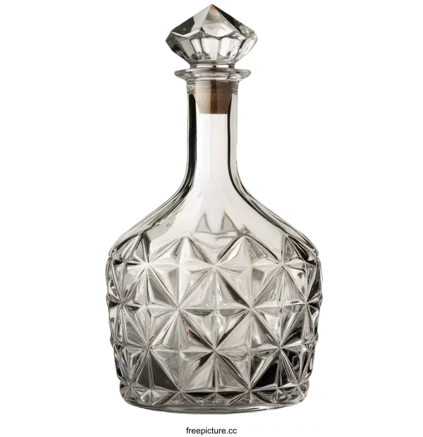 [Transparent Background PNG]Vintage Glass Decanter with Diamond Pattern