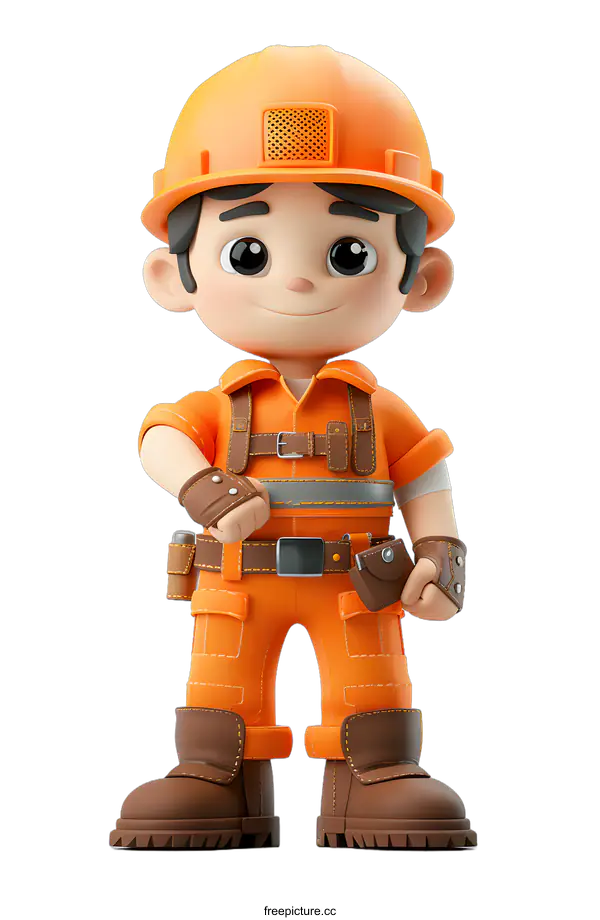 [Transparent Background PNG]3D Construction Worker Illustration