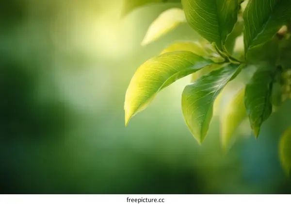 Fresh Green Leaves in Nature Background