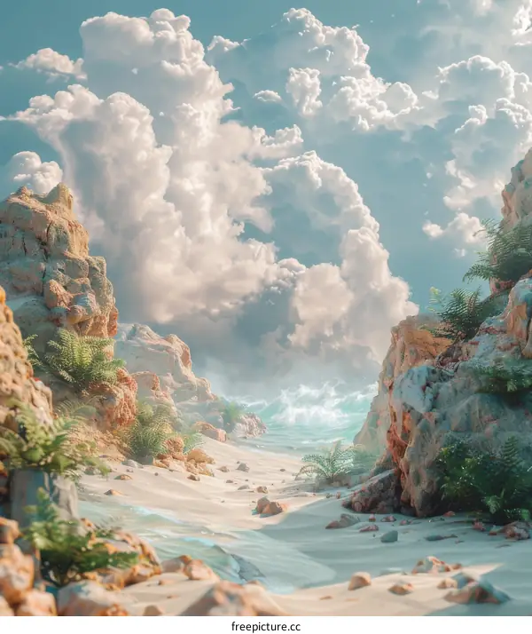 Dreamlike Coastal Scenery Under a Vast Sky