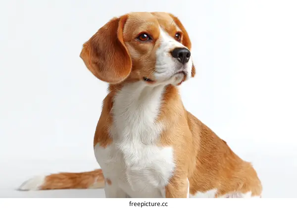 Adorable Beagle Dog Portrait Against White Background