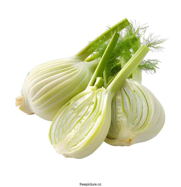 [Transparent Background PNG]Three bulbs of organic fennel