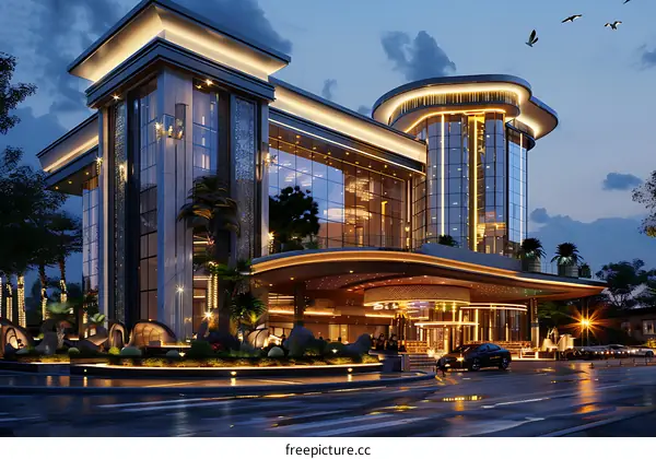 3D Exterior Visualization Of A Modern Hotel