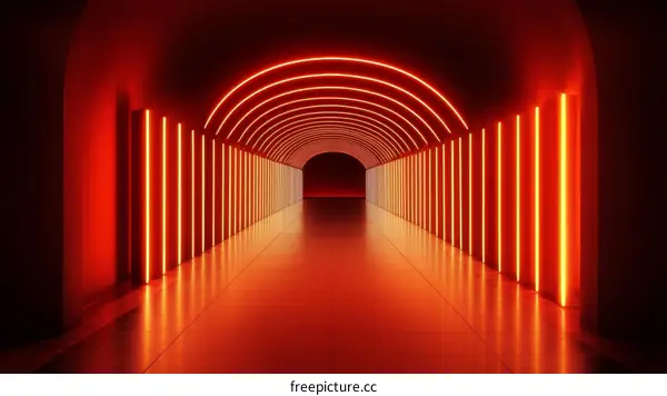 Neon Red Tunnel Pathway Illustration