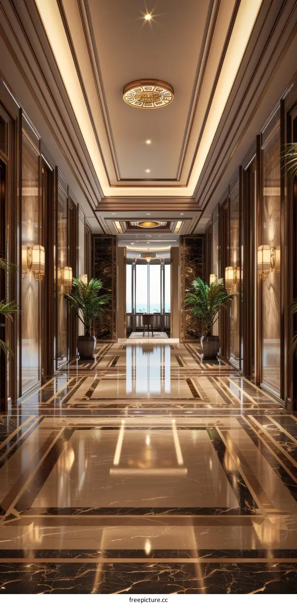 Luxury Hotel Lobby Interior Design Illustration