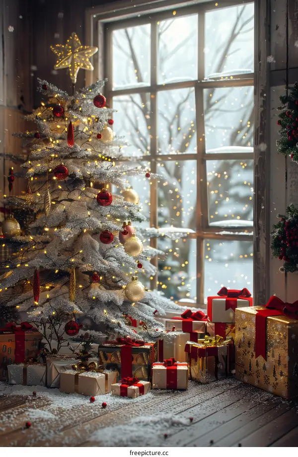 Christmas Tree with Gifts and Decor