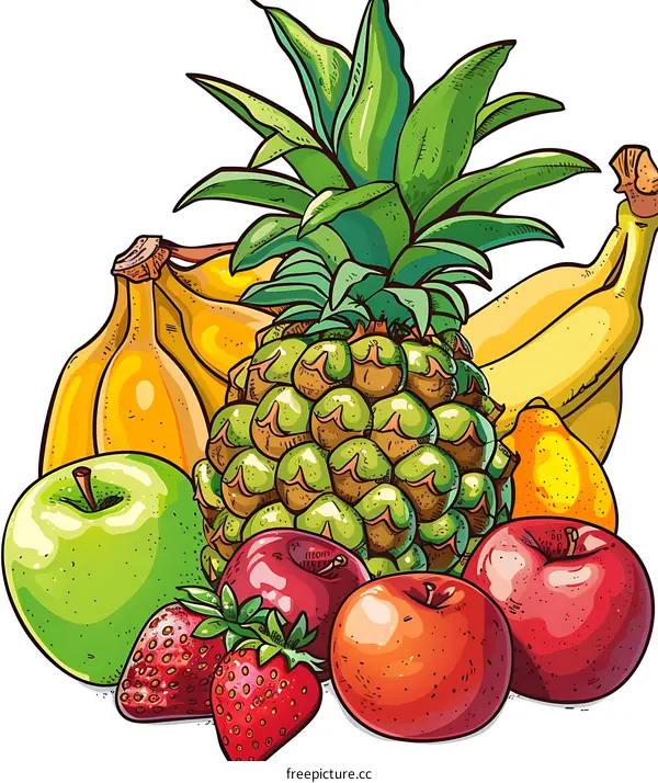 Colorful Fresh Fruits Illustration