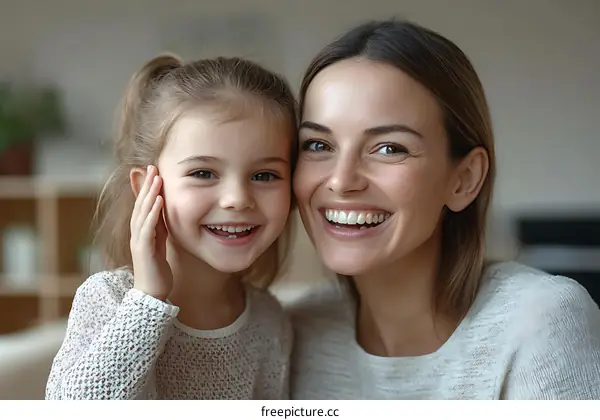 Happy Mother and Daughter Portrait
