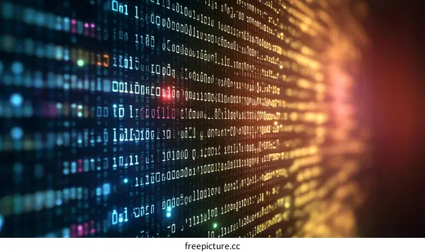 Abstract Binary Code Background Displaying Data