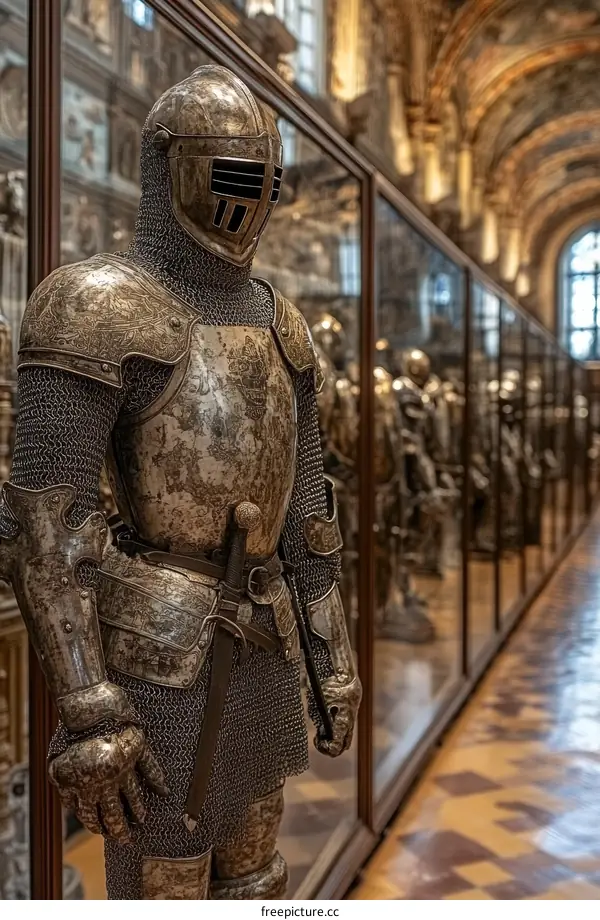 Ancient Medieval Knight Armor Displayed in Museum
