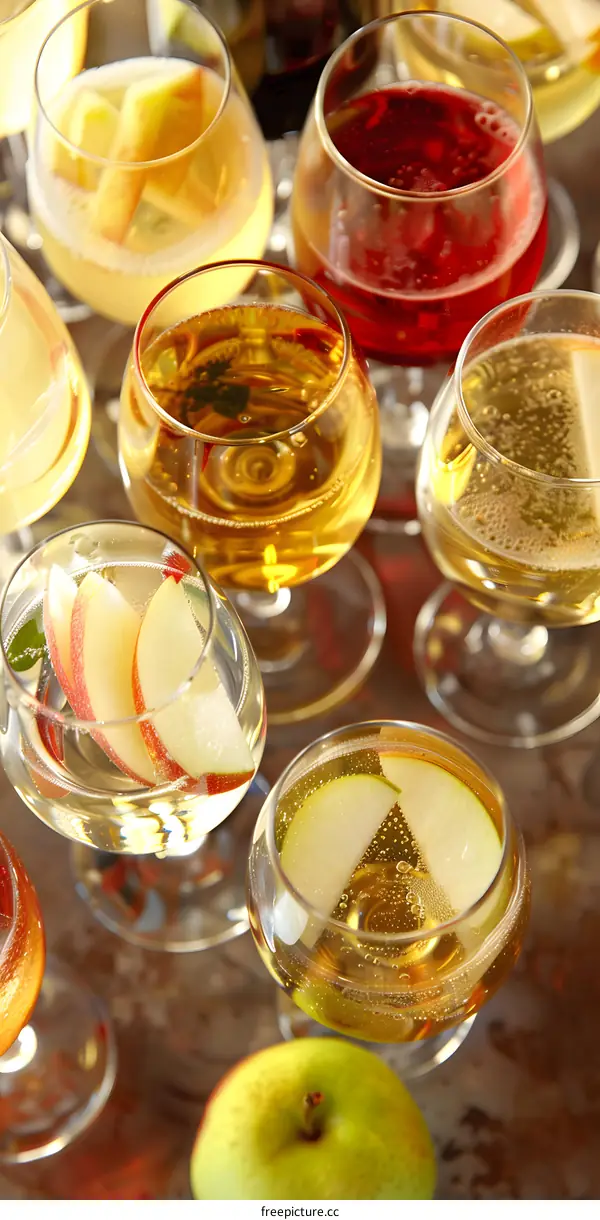 Apple Cider Cocktails in Glasses with Apple Slices