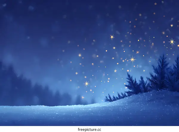 Winter Night Snowscape Christmas Scene