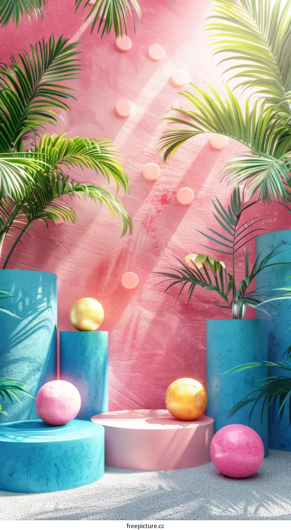 Geometric Shapes and Plants Illustration