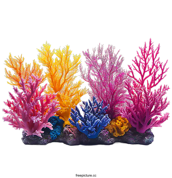 [Transparent Background PNG]Colorful Artificial Coral Reef Aquarium Decoration