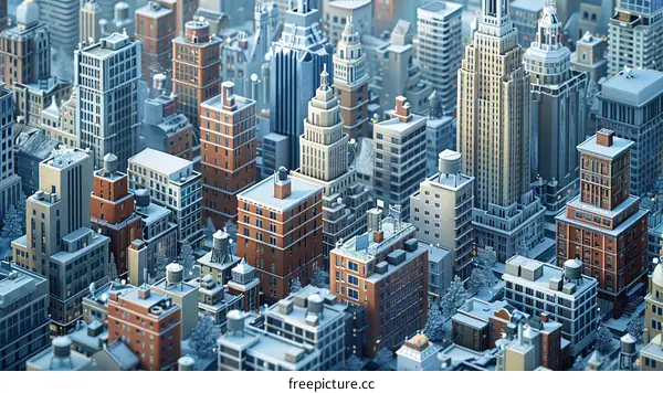 Snowy Cityscape Illustration