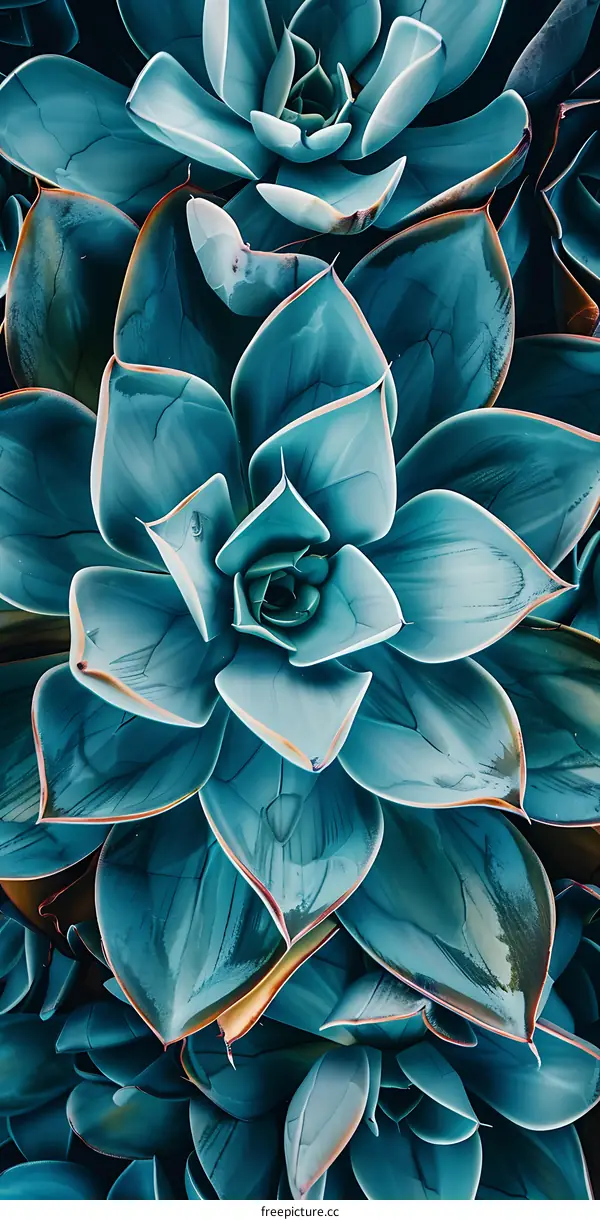 Teal Succulents Close Up