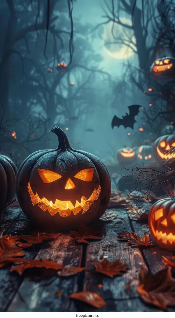 Spooky Forest Halloween Pumpkins