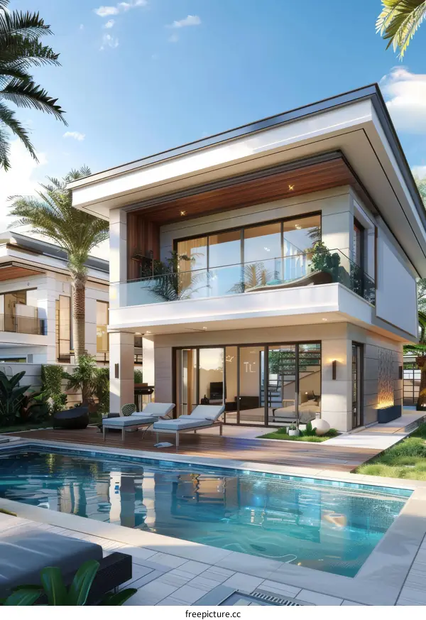 Modern Villa with Swimming Pool Exterior Design