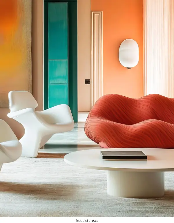 Modern Living Room Interior Design with Vivid Colors