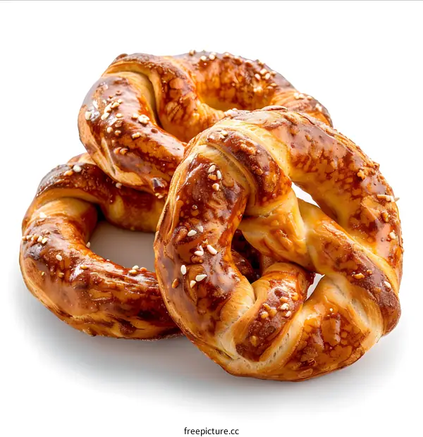 Freshly baked pretzels with salt