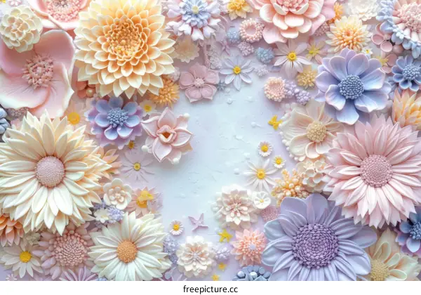 Pastel Colored Paper Flowers Background