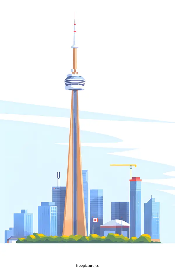 Toronto Skyline With CN Tower Illustration