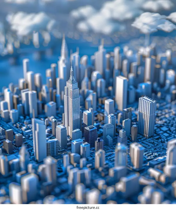 Metal Miniature Model of New York City Skyline