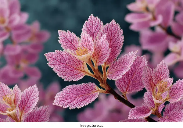Close-up View of Delicate Pink Leaves