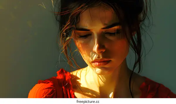 Woman With Closed Eyes in Sunlight