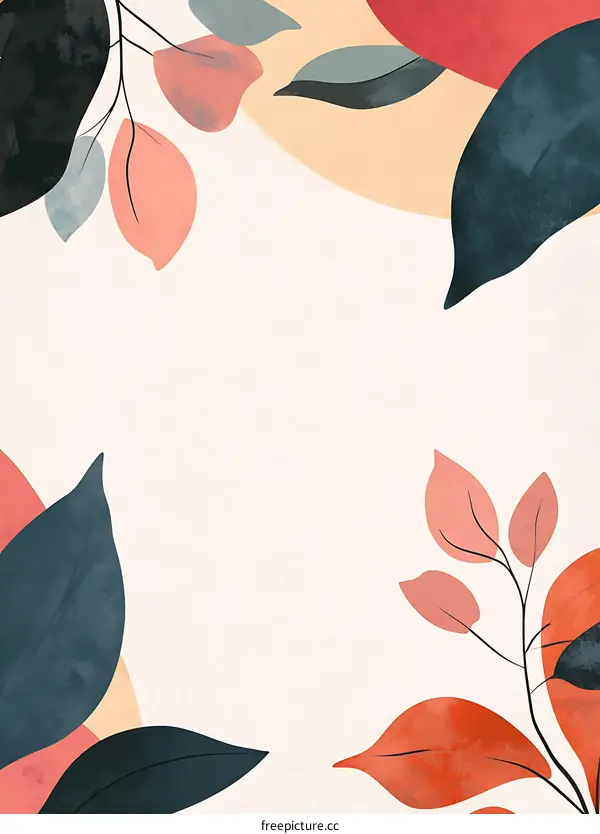 Abstract Watercolor Painting of Leaves