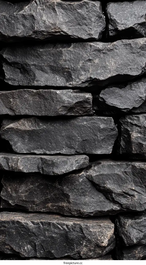 Close Up View of Dark Gray Stone Wall