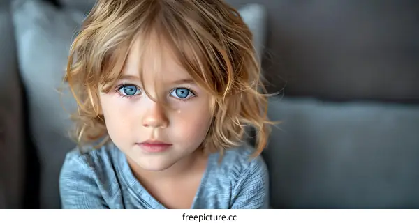 Little Blonde Girl With Blue Eyes