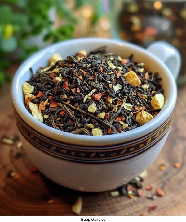 Aromatic green tea with orange peel and spices