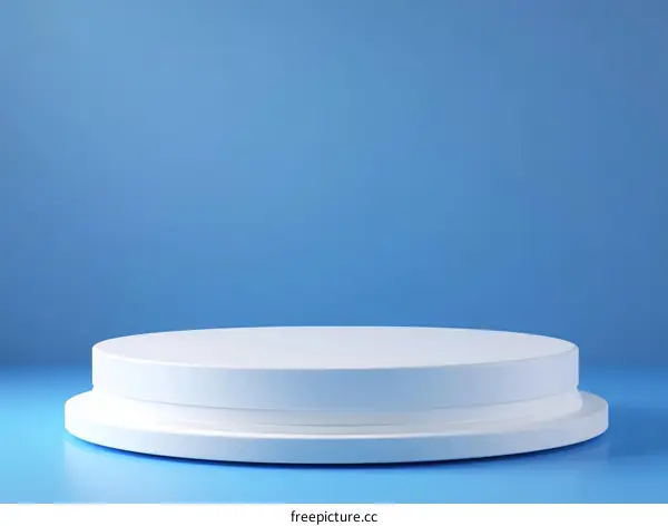 White Product Display Stage on Blue Background