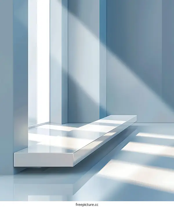 Minimalist Interior Design White Platform With Sunlight