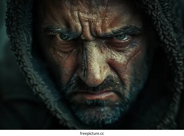 Close-up Portrait of a Serious Man