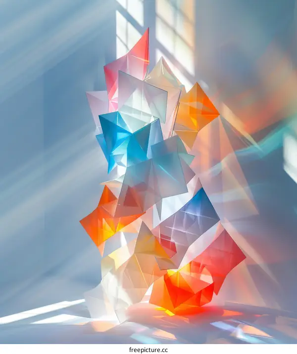 Colorful 3D Geometric Shapes With Light Shining Through