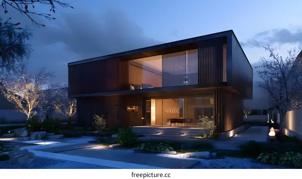 Modern Minimalist Japanese Style House with Garden Design