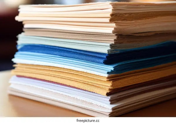A stack of colorful fabrics