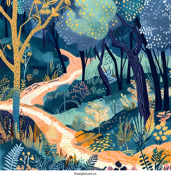 Winding Path Through the Forest