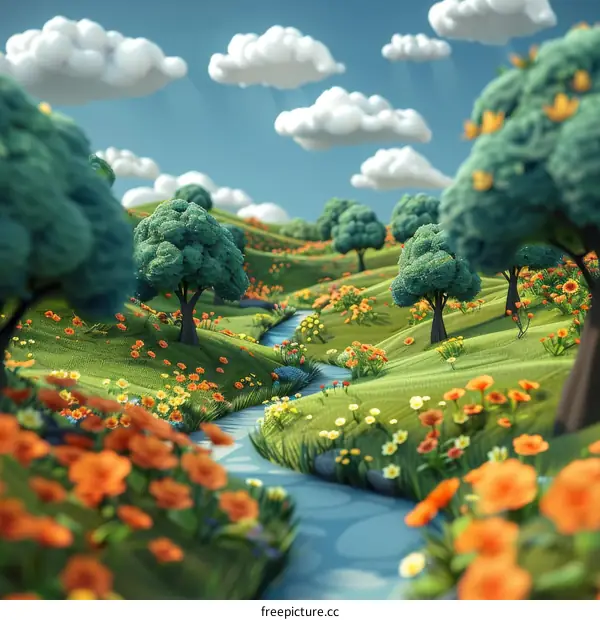 Ethereal Flower Fields in 3D