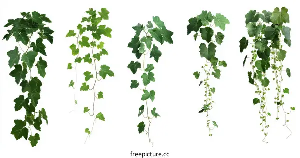 Ivy Plants Isolated on White Background Set